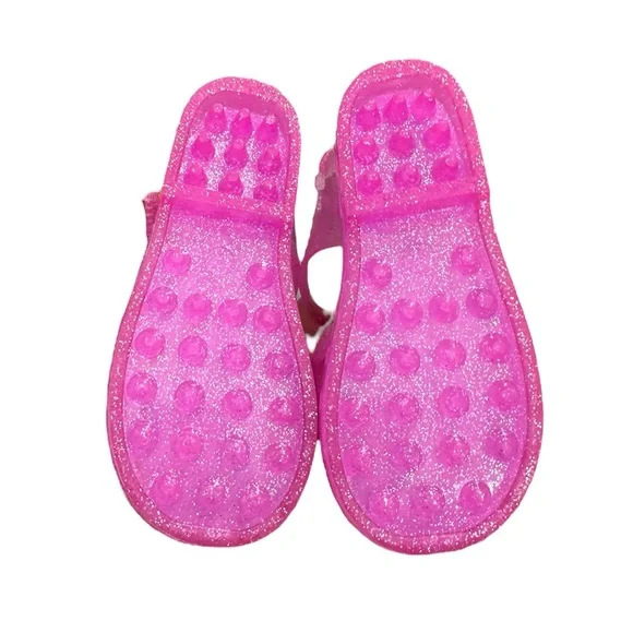 🦋Peeps Toddlers pink glittery jelly-style sandal featuring  pink Peeps bunny .8 - Picture 4 of 6